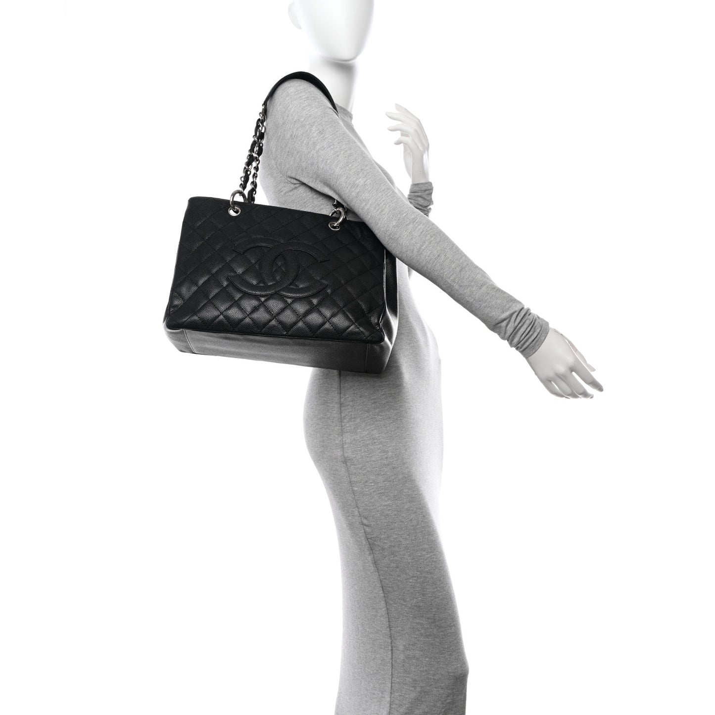 Caviar Quilted Grand Shopping Tote GST Black