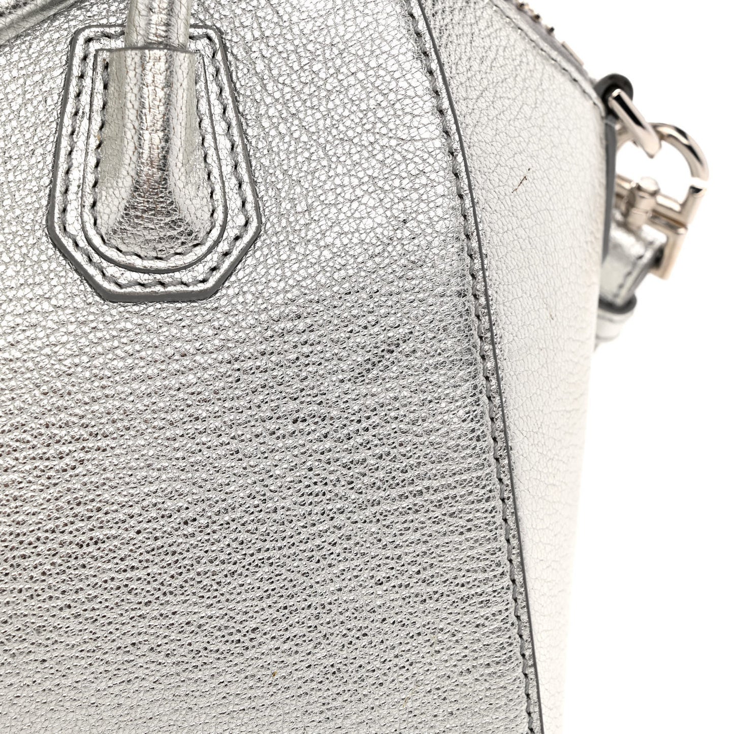 Metallic Sugar Goatskin Mini Antigona Silver