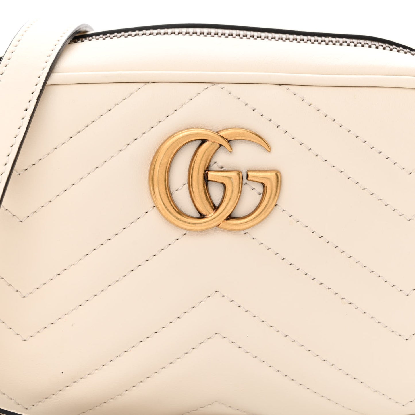 Calfskin Matelasse Mini GG Marmont Chain Shoulder Bag White