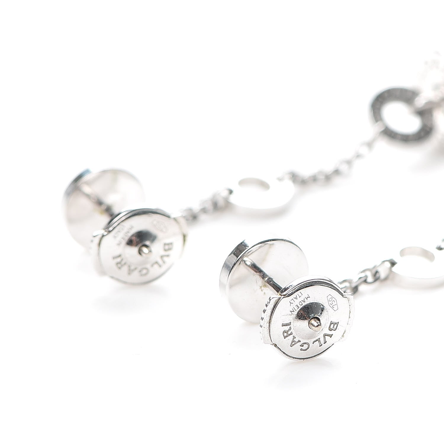Bulgari 18K White Gold B.Zero1 Drop Earrings 3 of 4