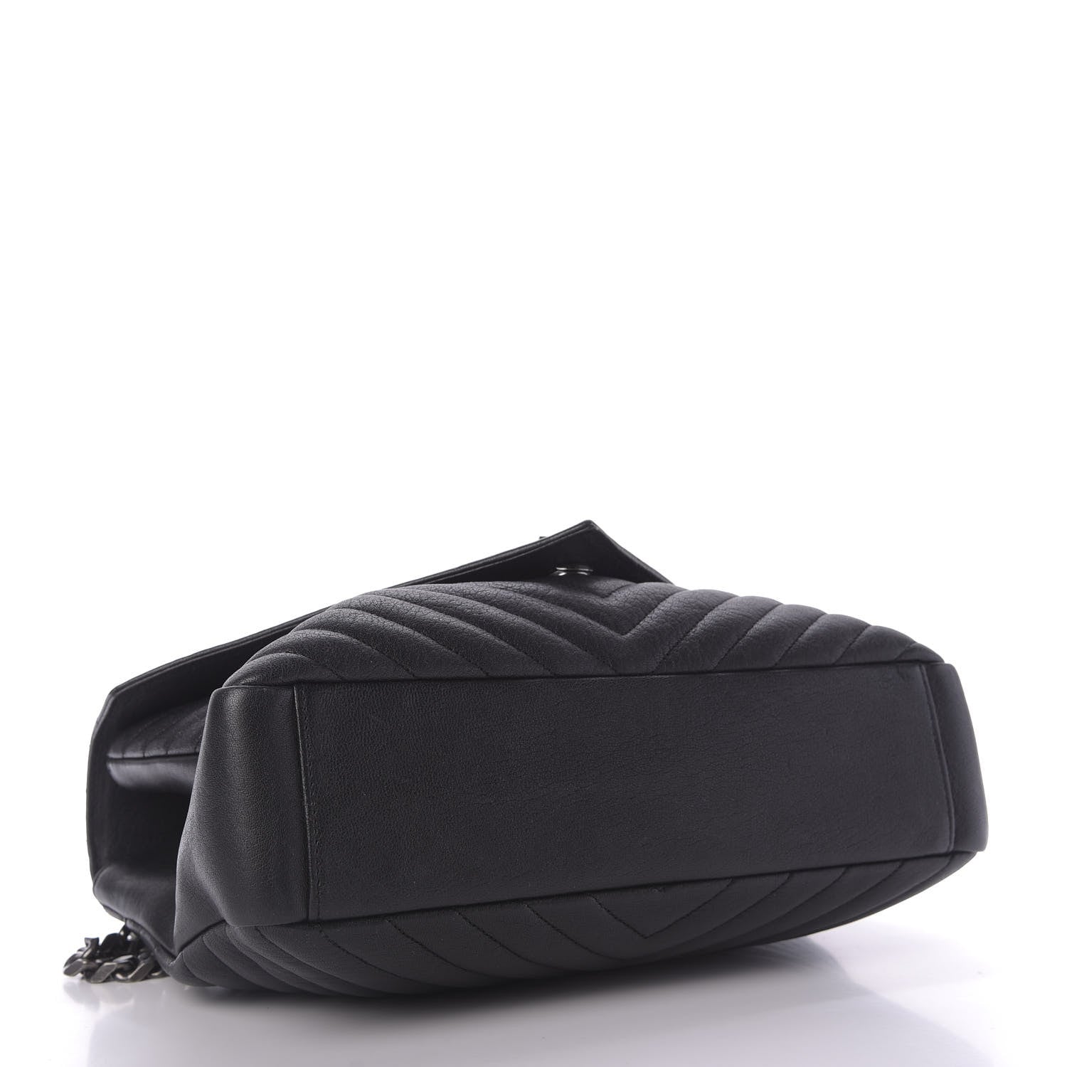 Saint Laurent Sheepskin Matelasse Chevron Monogram Monochrome Large College Satchel Black 4 of 8