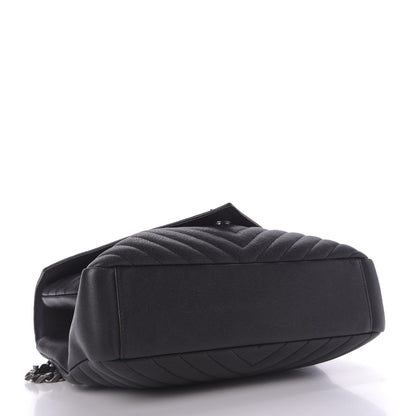Saint Laurent Sheepskin Matelasse Chevron Monogram Monochrome Large College Satchel Black 4 of 8
