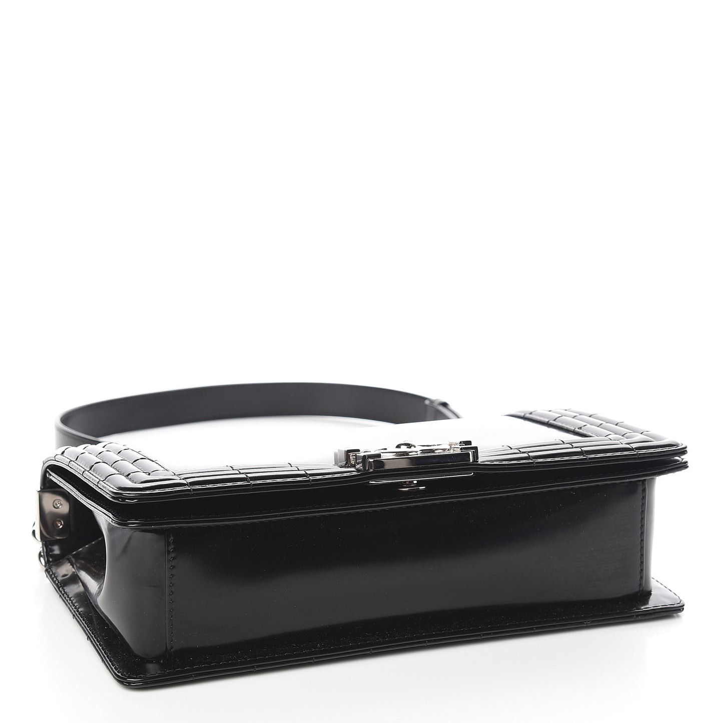 Glazed Calfskin Medium Boy Flap Black