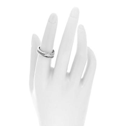 David Yurman Sterling Silver Diamond X Crossover Ring 54 6.75 2 of 4