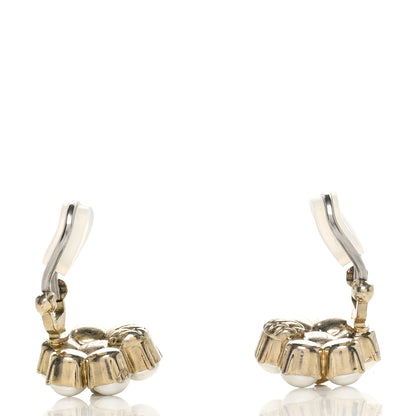 Gucci Metal Pearl Double G Clip On Earrings Aged Gold 3 of 5