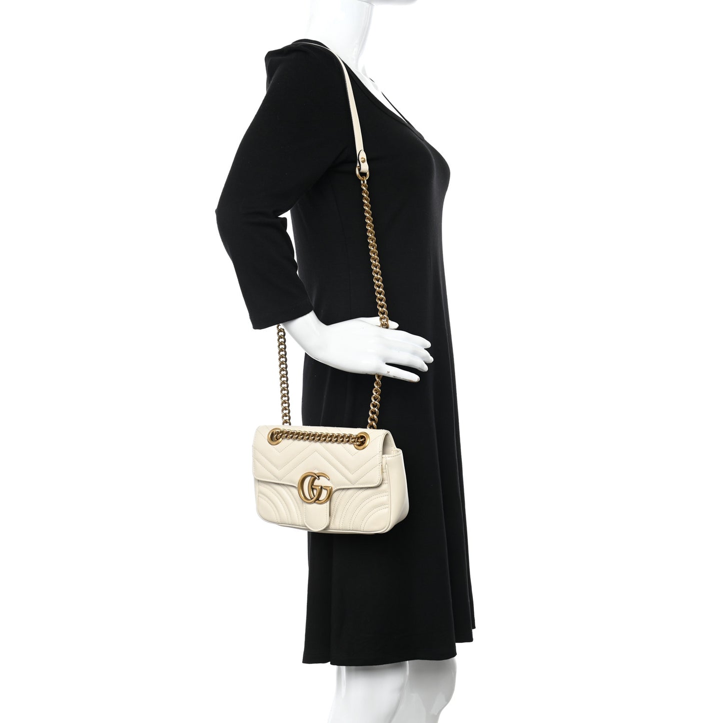 Calfskin Matelasse Mini GG Marmont Shoulder Bag White