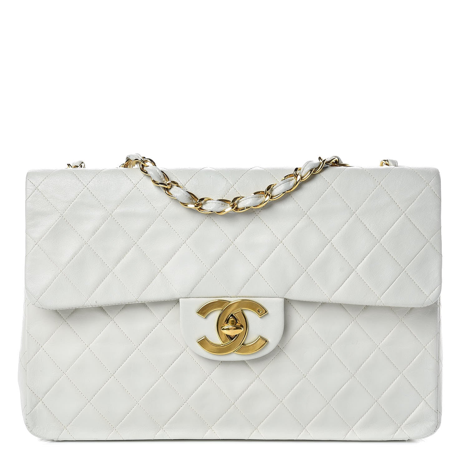 Chanel Lambskin Quilted XL Jumbo Single Flap White 1 of 18