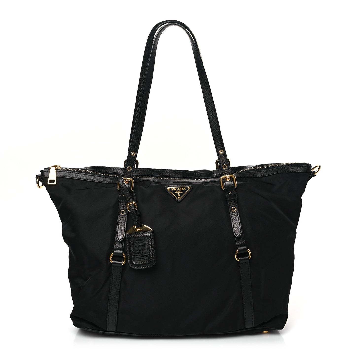 Saffiano Tessuto Nylon Shopping Tote Black