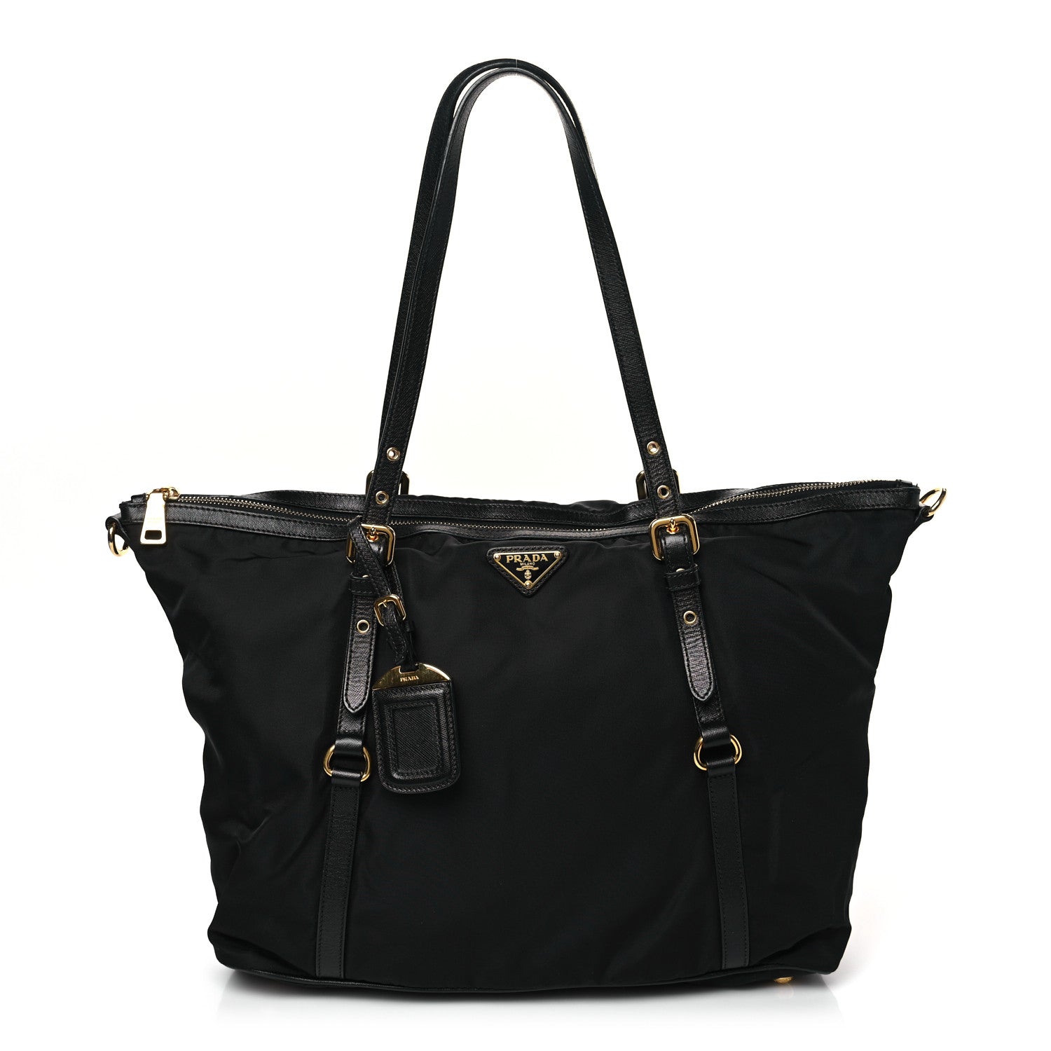Prada Saffiano Tessuto Nylon Shopping Tote Black 1 of 8