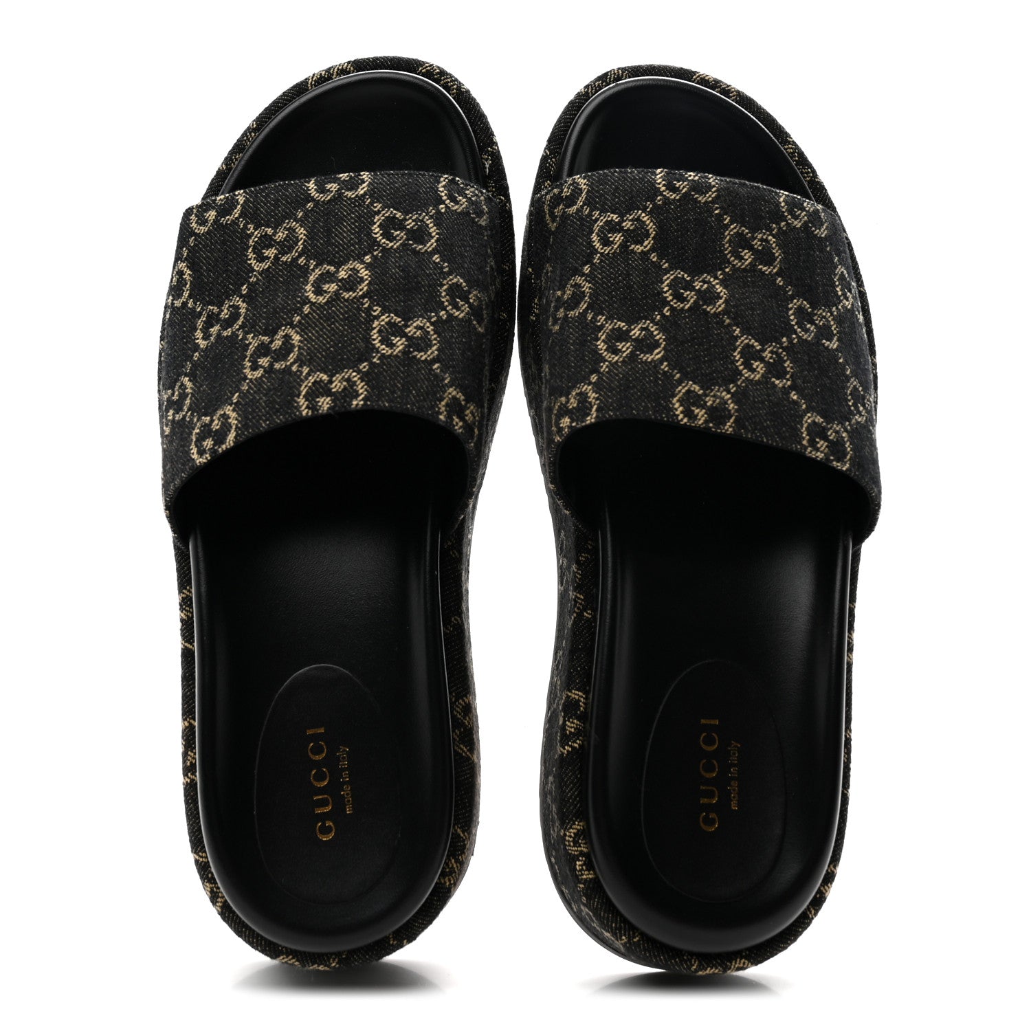 Gucci Jacquard Black Denim GG Monogram Angelina Platform 55mm