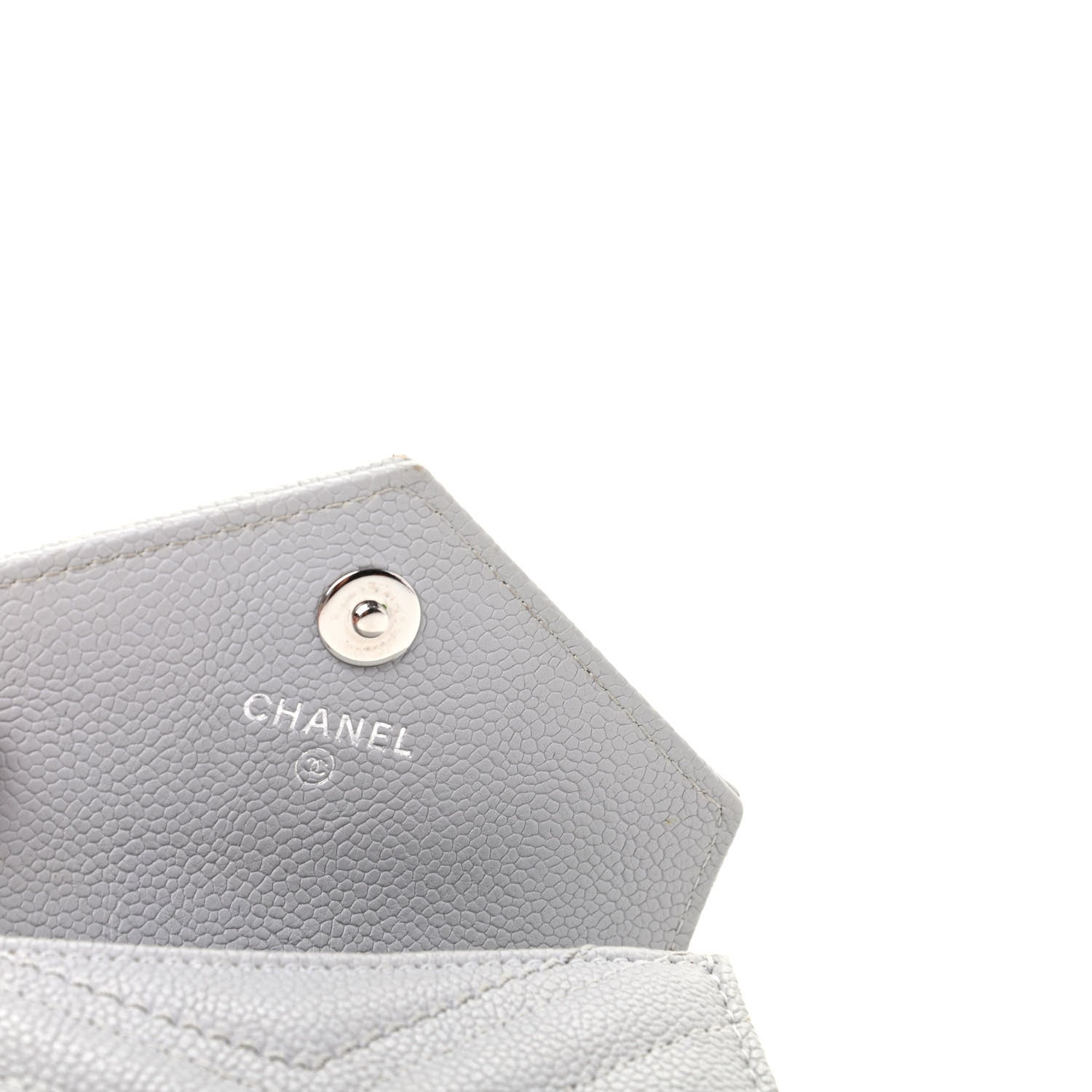 Chanel Caviar Chevron Quilted Card Holder Flap Wallet Grey 6 of 11