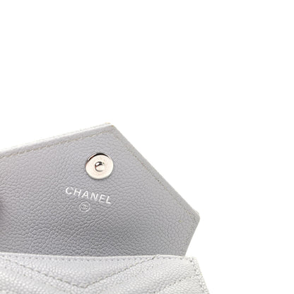 Chanel Caviar Chevron Quilted Card Holder Flap Wallet Grey 6 of 11