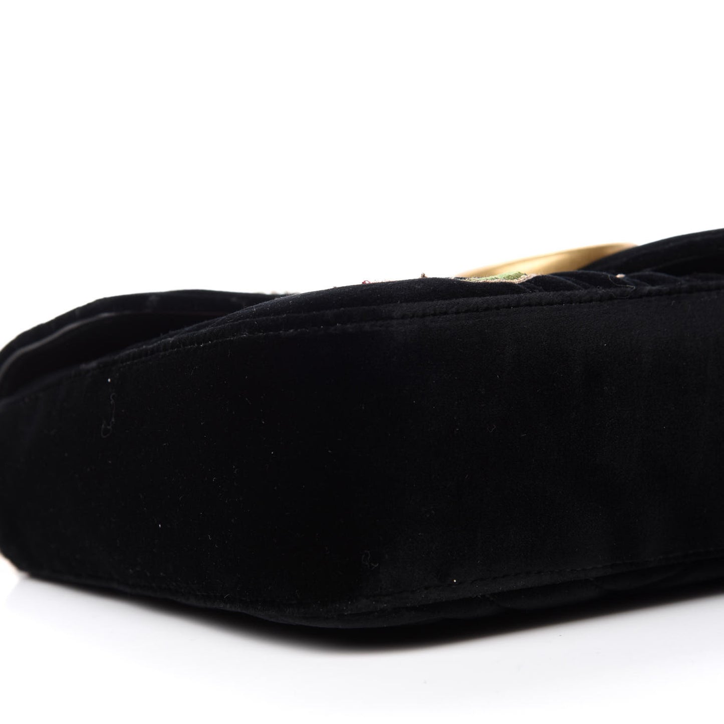 Velvet Matelasse Loved Embroidered Medium GG Marmont Shoulder Bag Black