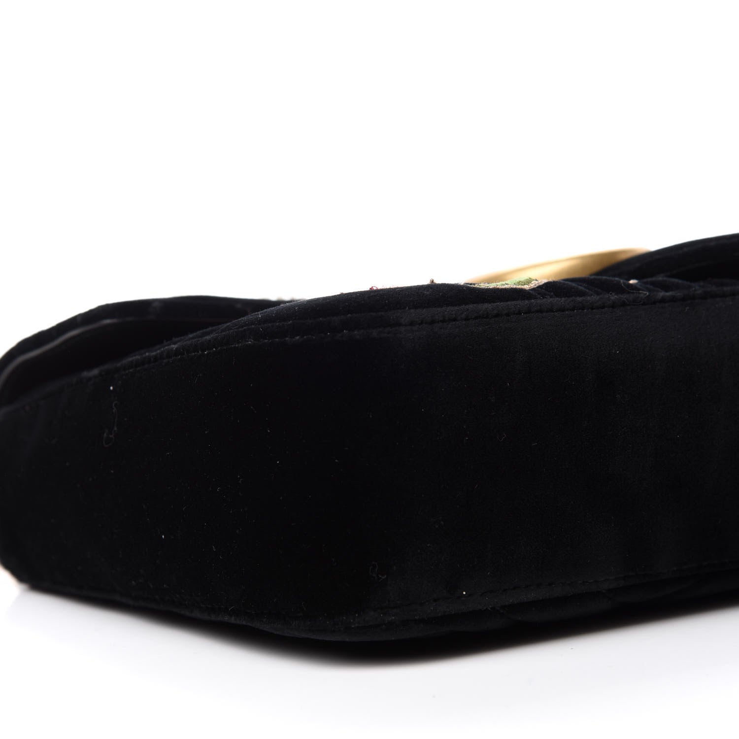 Gucci Velvet Matelasse Loved Embroidered Medium GG Marmont Shoulder Bag Black 6 of 11