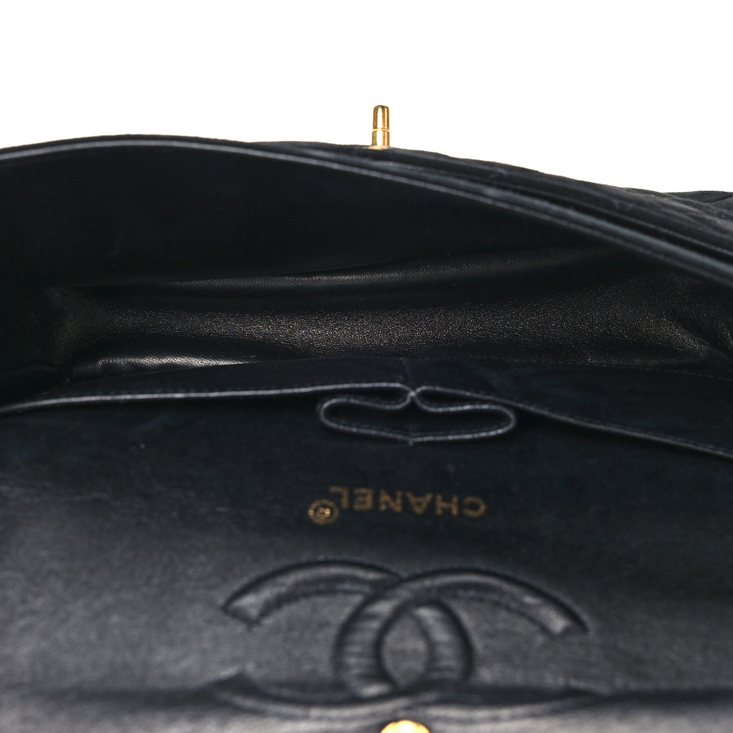 Velvet Quilted Medium Double Flap Black