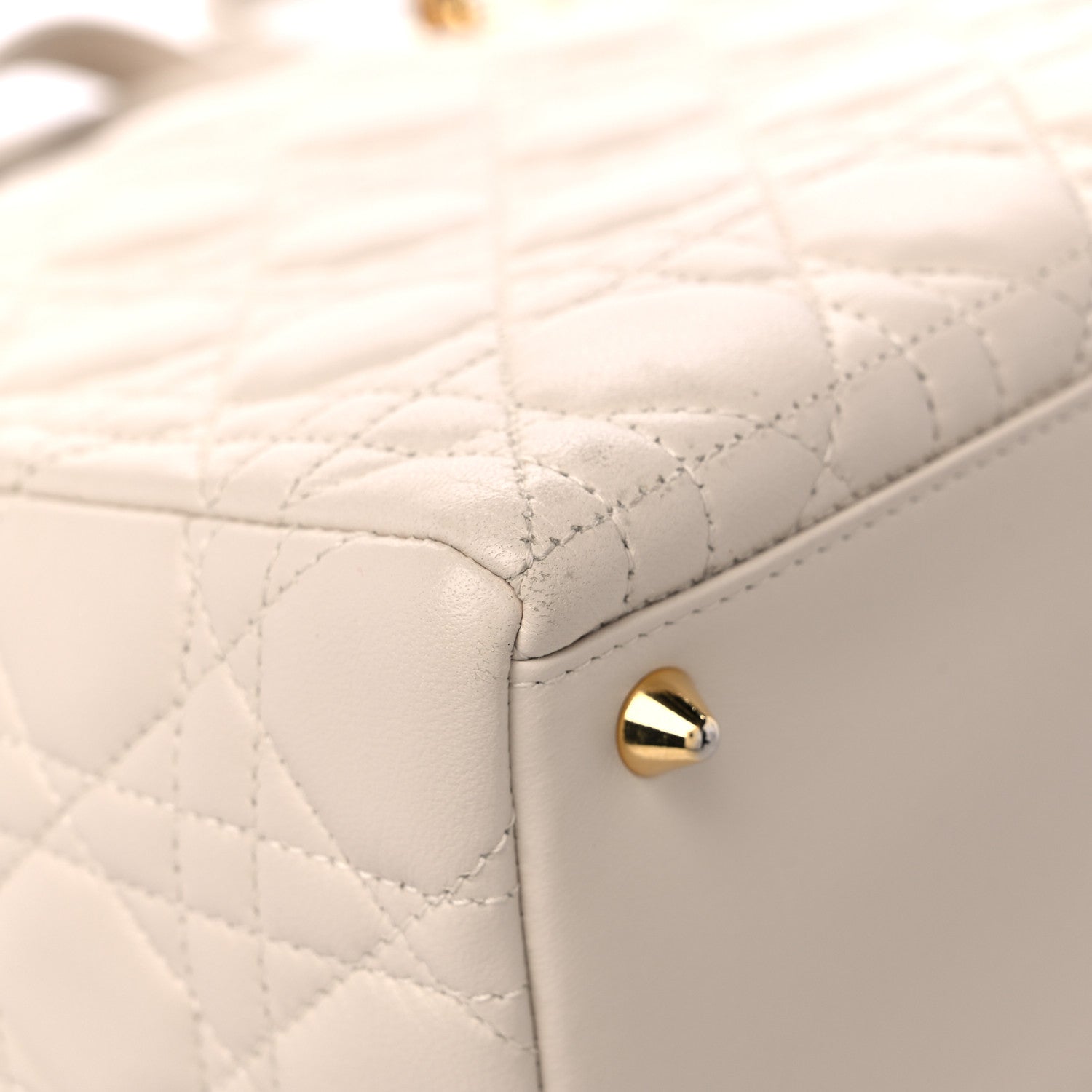 Christian Dior Lambskin Cannage Medium Lady Dior Light Beige 10 of 14