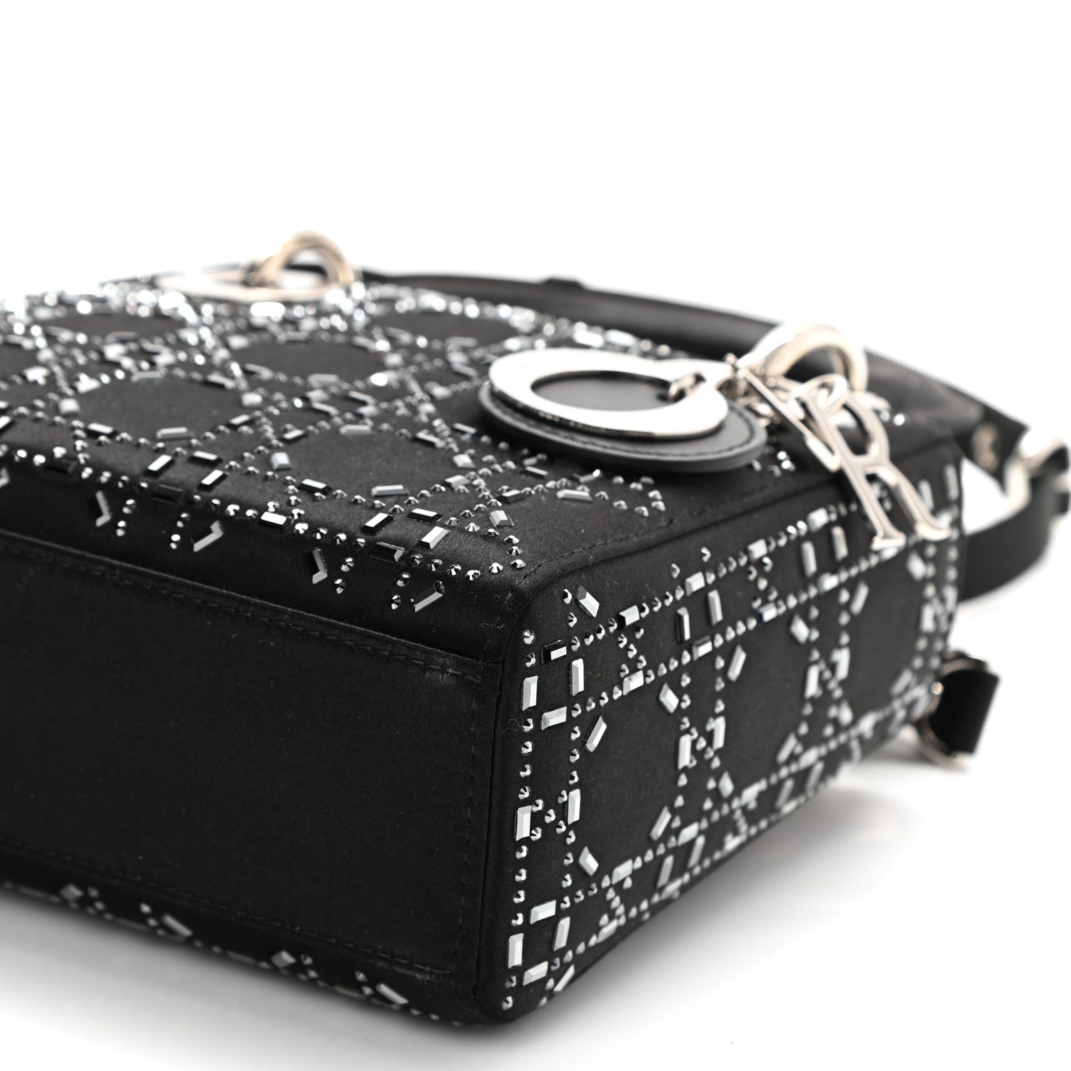 Christian Dior Satin Crystal Cannage Mini Lady Dior Black 7 of 7