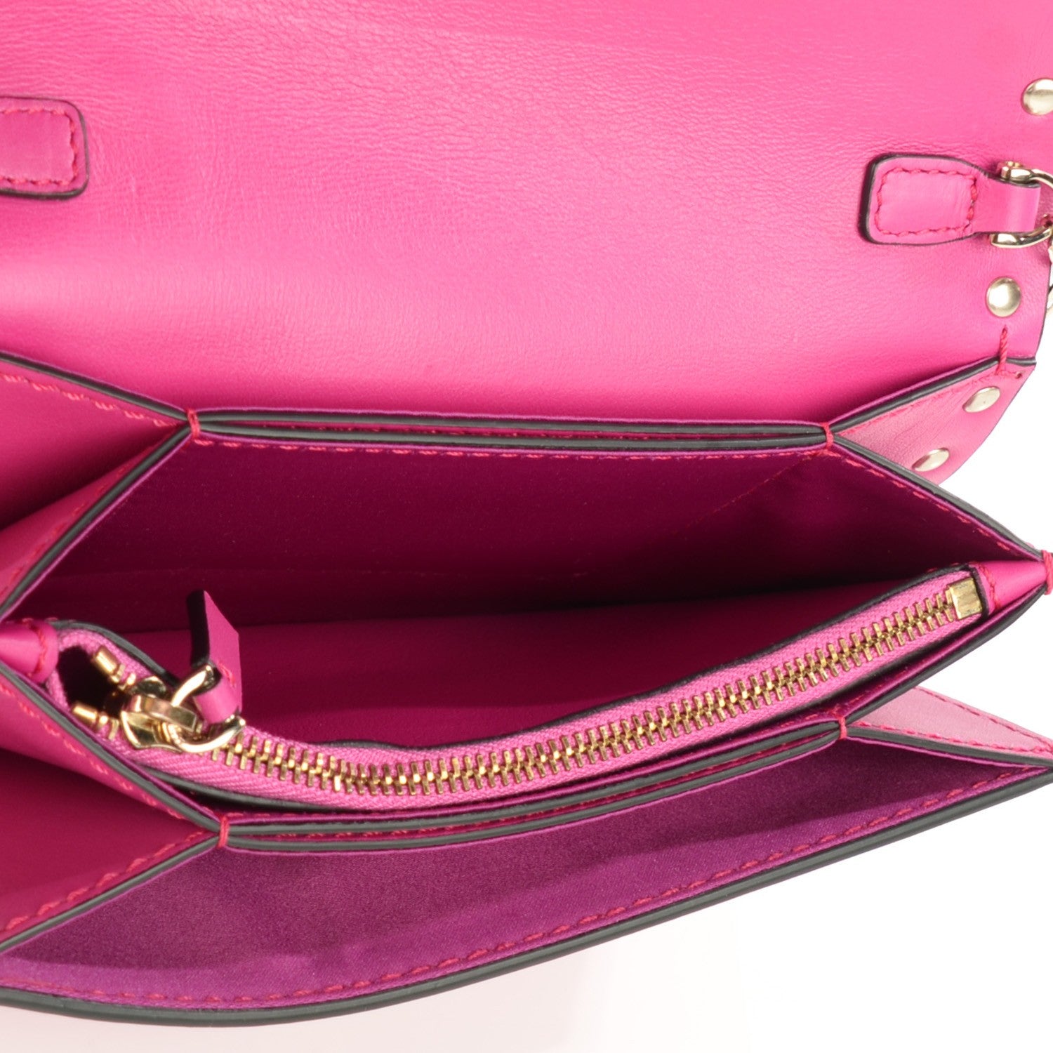 Valentino Garavani Vitello Rockstud Chain Flap Crossbody Bag Fuxia 5 of 8