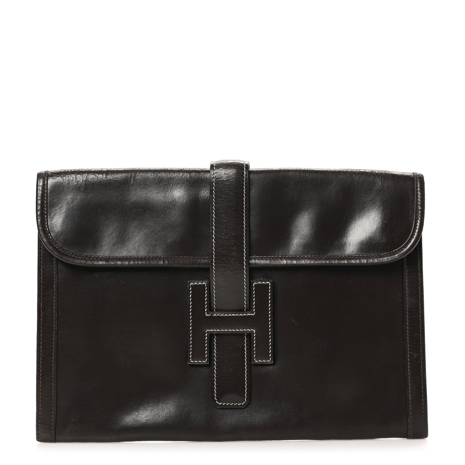Hermes Box Jige GM Clutch Chocolate 1 of 10