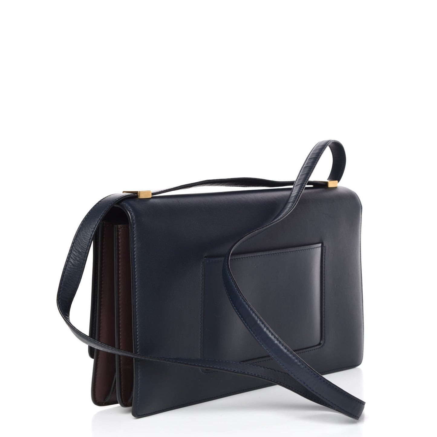 Calfskin Bicolor Medium Case Flap Navy Burgundy