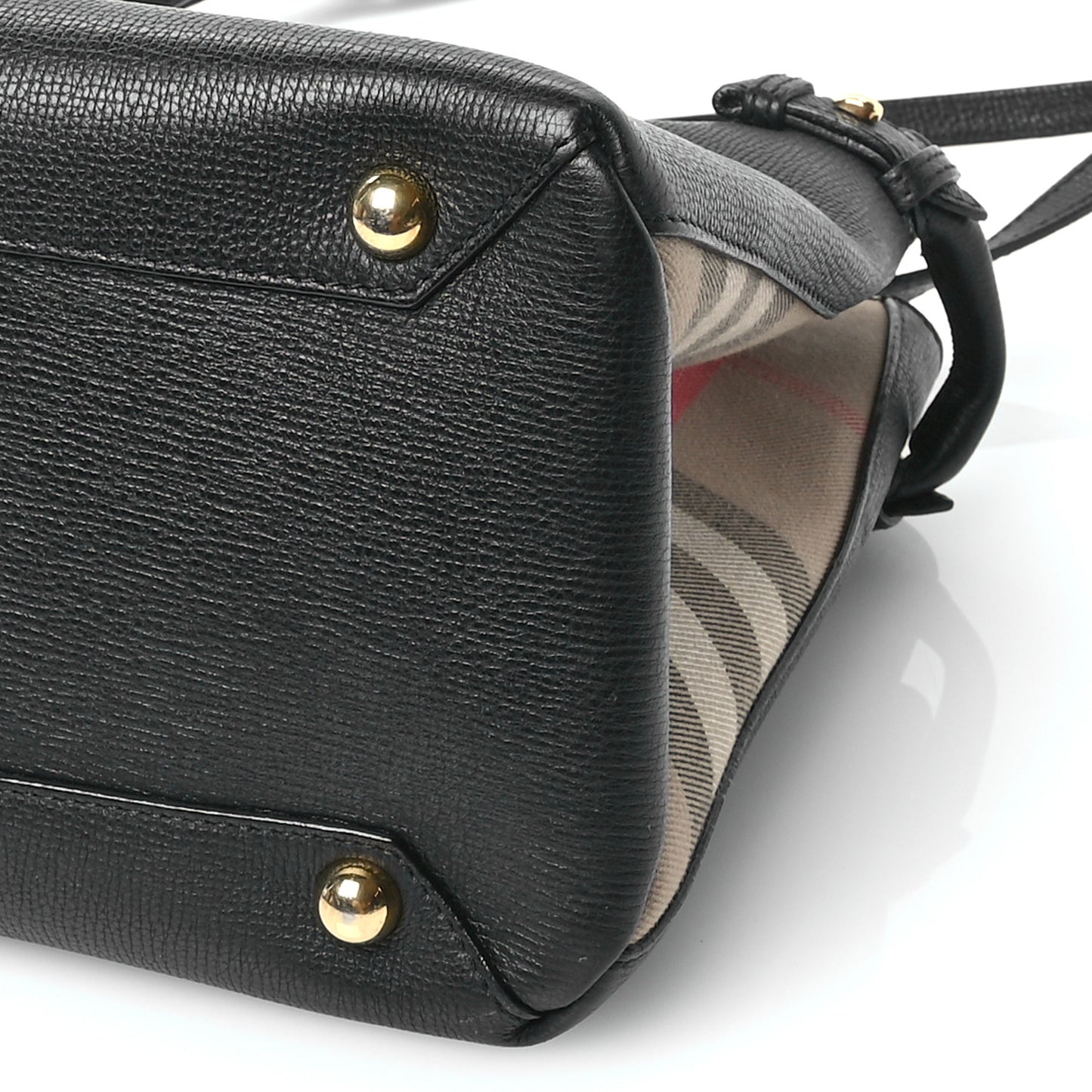 Grainy Calfskin House Check Medium Banner Tote Black