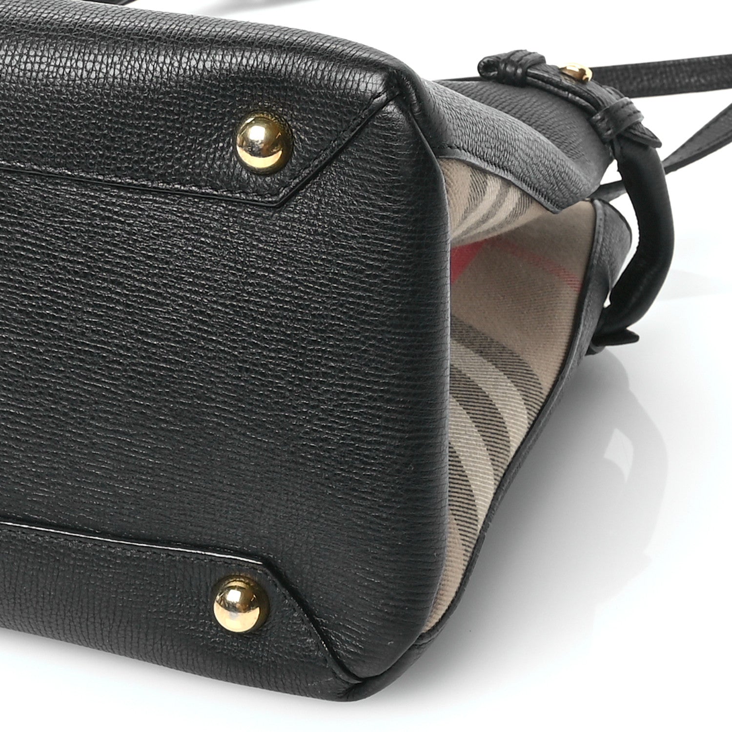 Burberry Grainy Calfskin House Check Medium Banner Tote Black 11 of 11