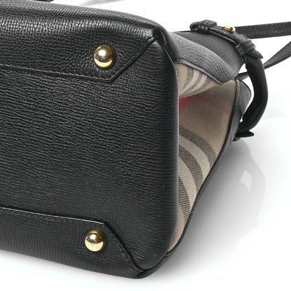 Burberry Grainy Calfskin House Check Medium Banner Tote Black 11 of 11