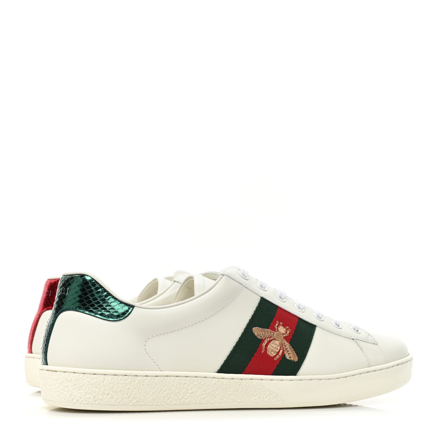Miro Soft Calfskin Laminated Ayers Web Bee Embroidered Mens Ace Sneakers 10.5 White Red Flame Green