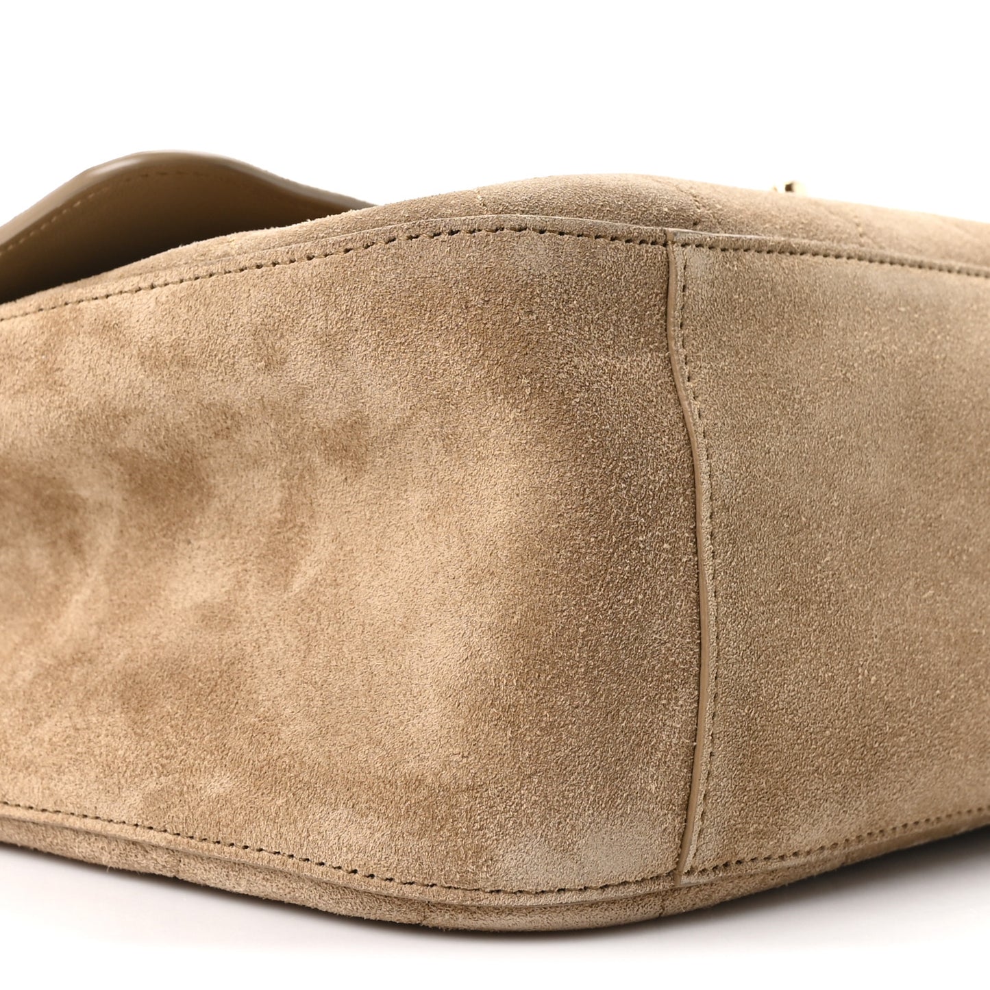 Suede Calfskin Small Souplissimo Maxi Flap Dark Beige