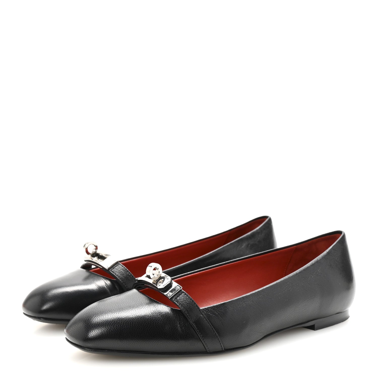 Hermes Goatskin Bilbao Ballerina Flats 37.5 Black 4 of 9