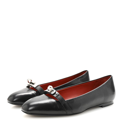 Hermes Goatskin Bilbao Ballerina Flats 37.5 Black 4 of 9