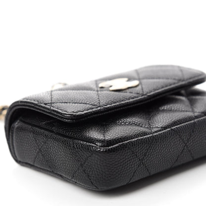 Chanel Caviar Quilted Pearl Card Holder On Chain Black 6 of 12