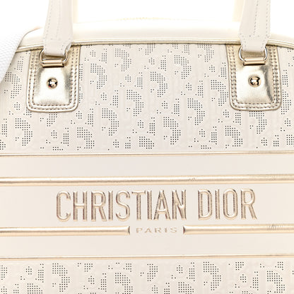 Christian Dior Perforated Calfskin Medium Dior Vibe Classic Bowling Bag White Gold 7 of 8