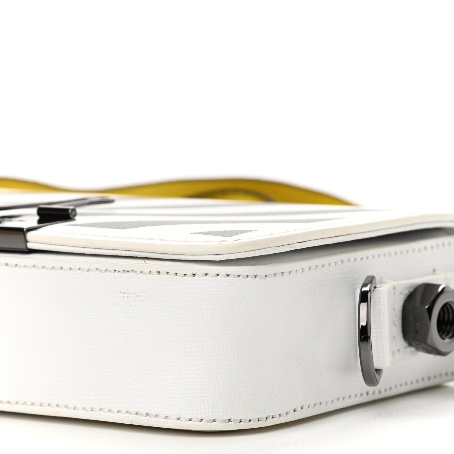 Off-White Saffiano Striped Diag Binder Flap Bag White Black 6 of 14