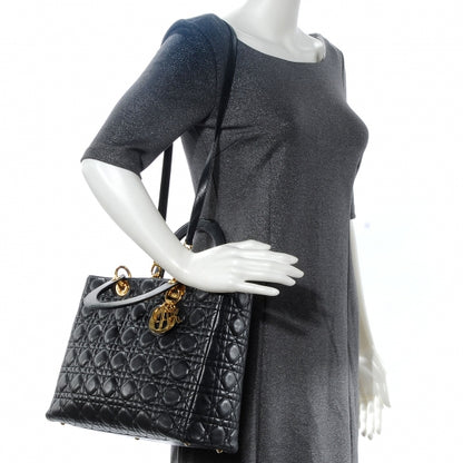 Christian Dior Lambskin Cannage Large Lady Dior Black 2 of 10