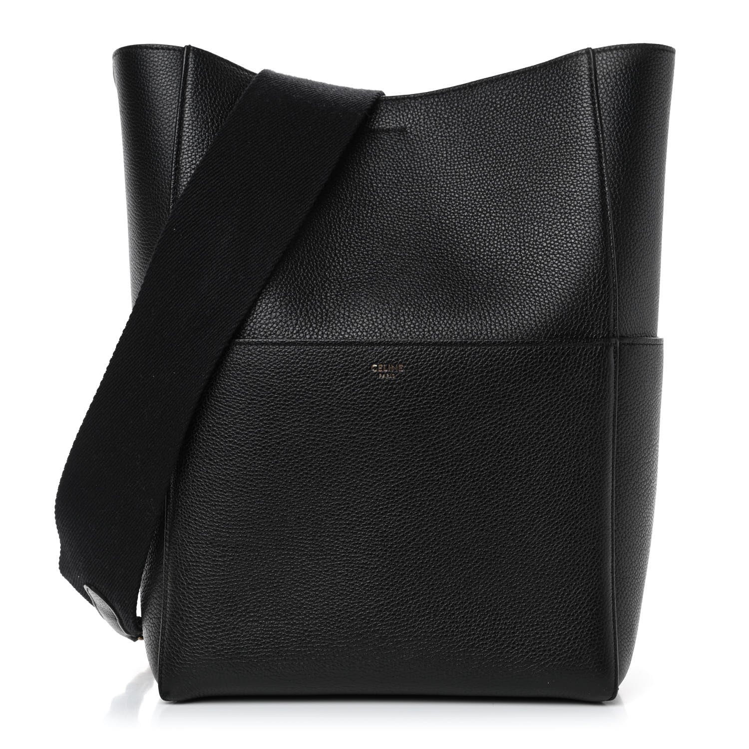 Celine Soft Grained Calfskin Sangle Bucket Bag Black 1 of 4