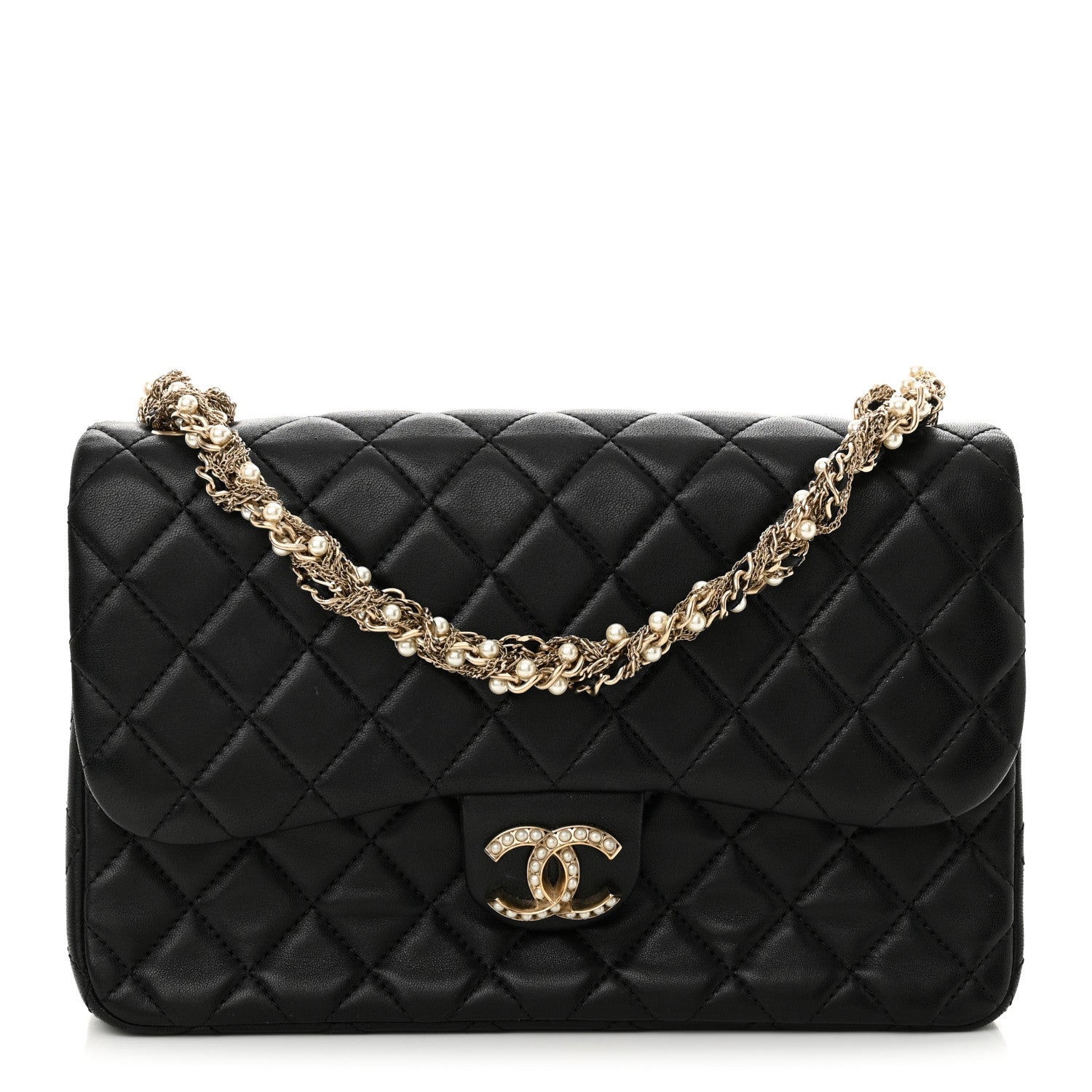 Chanel Lambskin Quilted Medium Westminster Pearl Flap Black 1 of 12