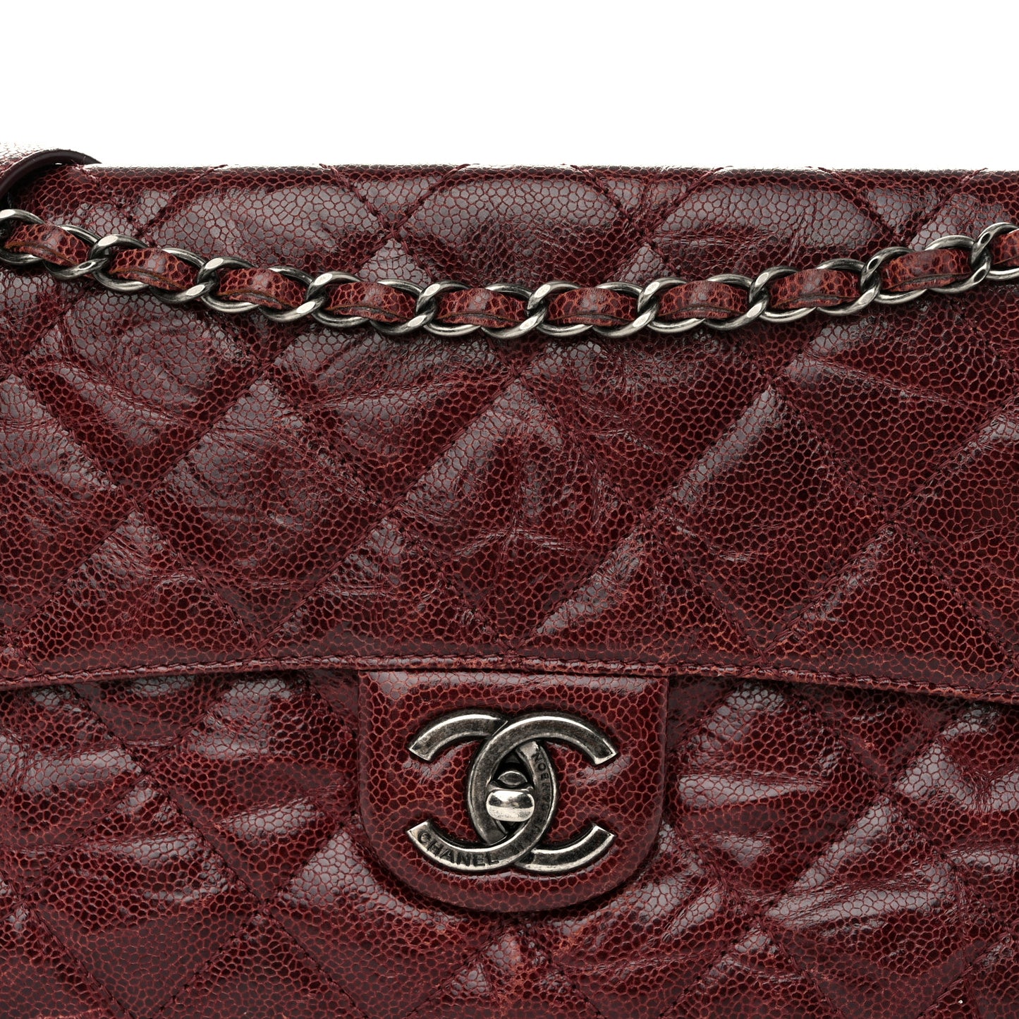 Crumpled Grained Calfskin Medium CC Crave Flap Bordeaux