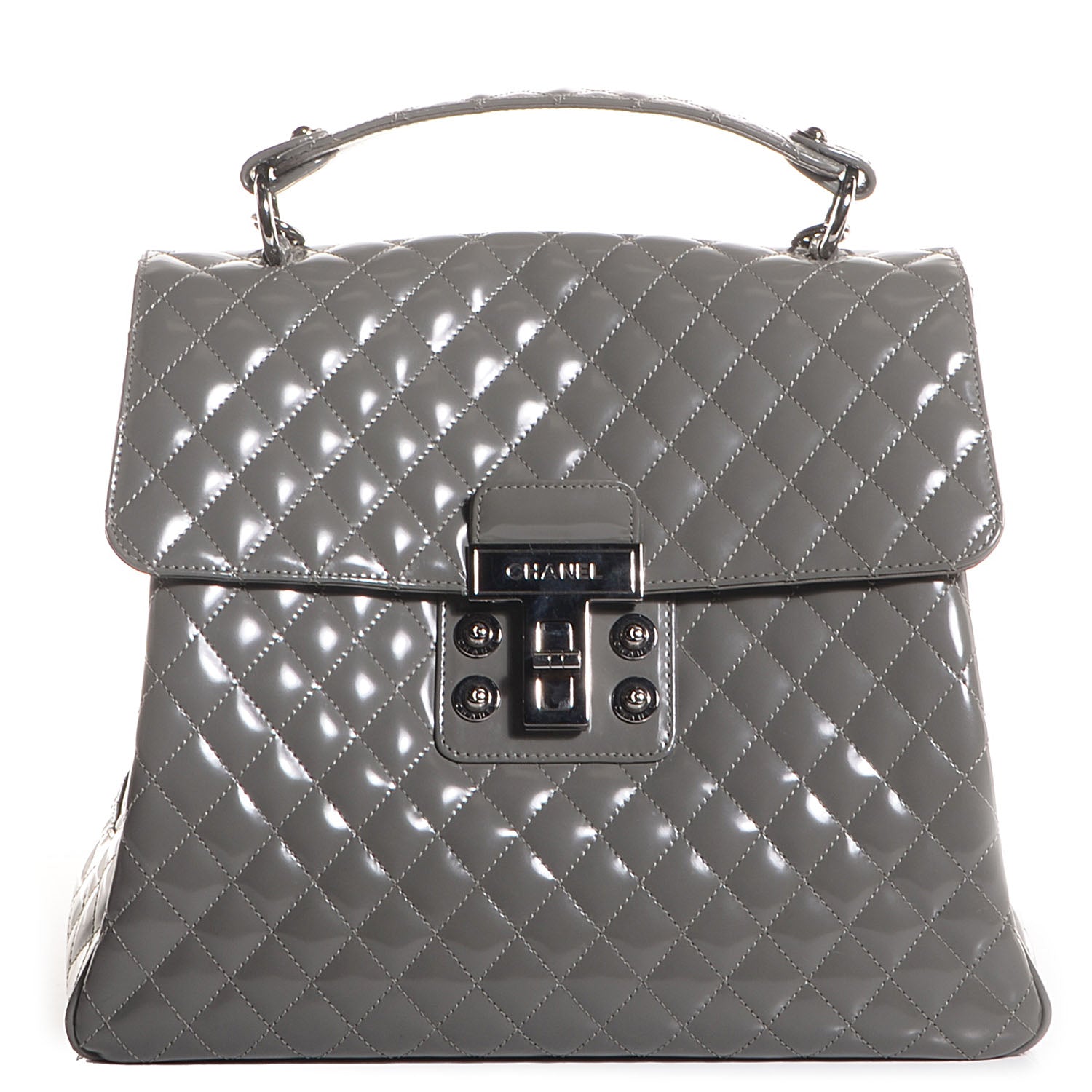 Chanel Glazed Calfskin Mademoiselle Lock Kelly Flap Bag Grey 1 of 7