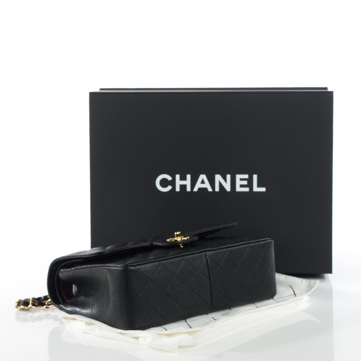 Caviar Quilted Jumbo Double Flap Black