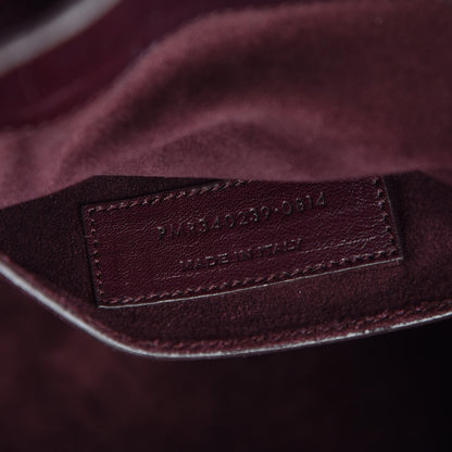 Saint Laurent Calfskin Crocodile Embossed Large Emmanuelle Bucket Bag Burgundy 9 of 9