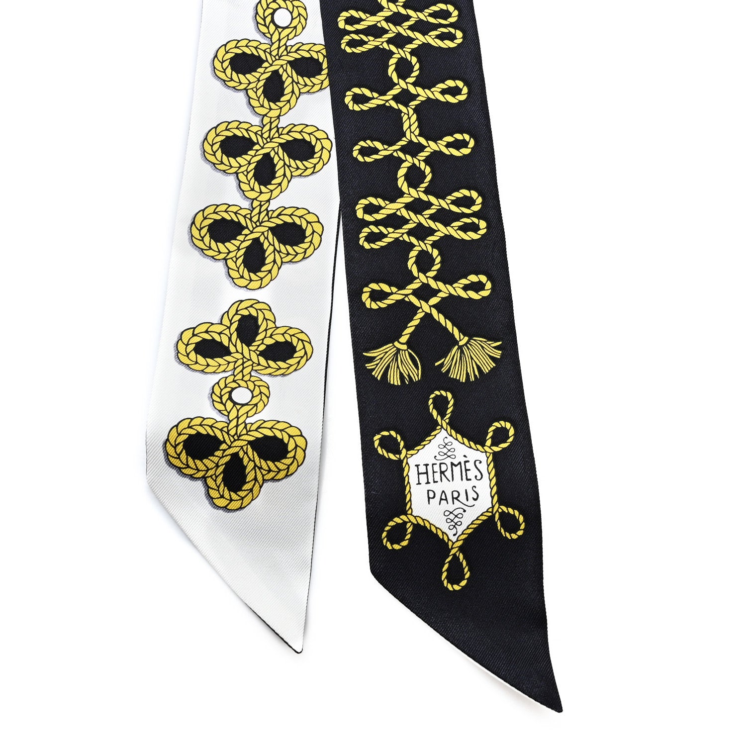 Hermes Silk Galons Et Brandebourg Twilly Black Gold White 2 of 4
