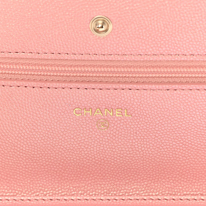 Chanel Iridescent Caviar Quilted Wallet on Chain WOC Rose Pink 6 of 14
