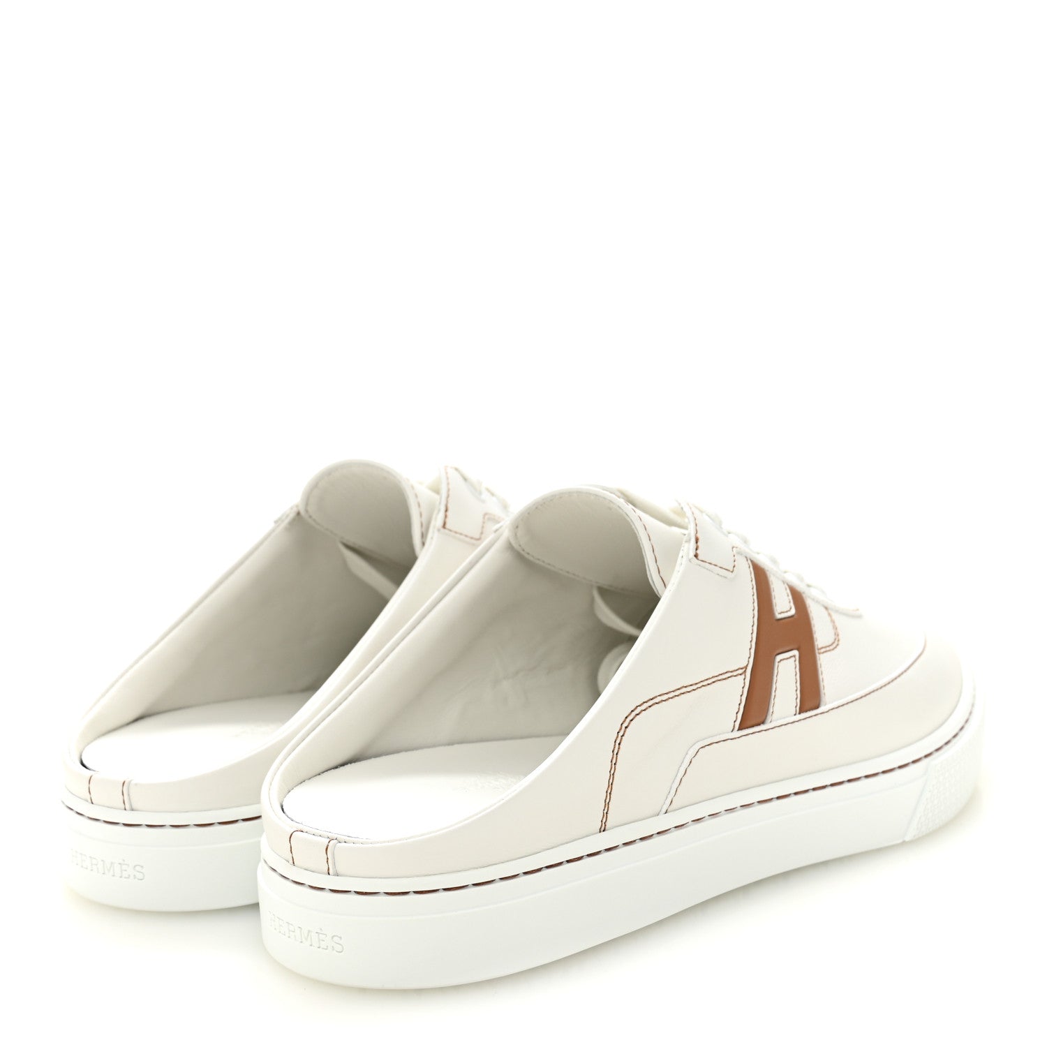 Hermes Calfskin Mens Keep Mule Sneakers 43 White Naturel 1855049