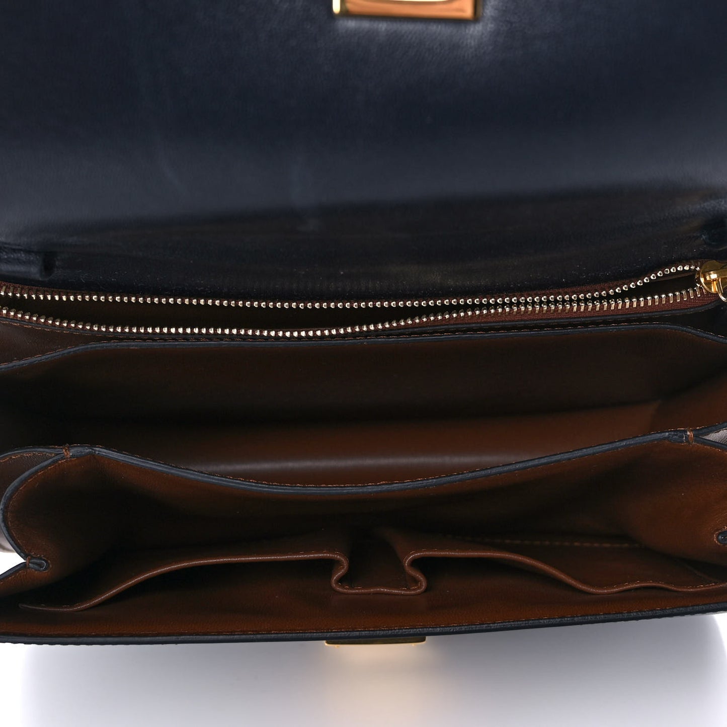Box Calfskin Medium Classic Box Flap Bag Navy Tan