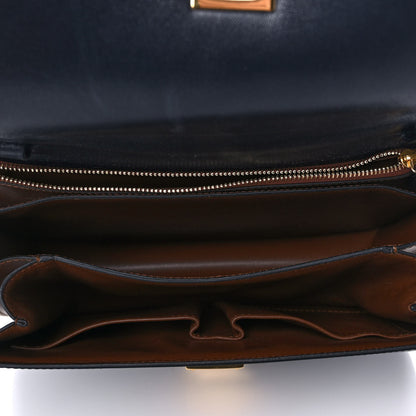 Celine Box Calfskin Medium Classic Box Flap Bag Navy Tan 5 of 12