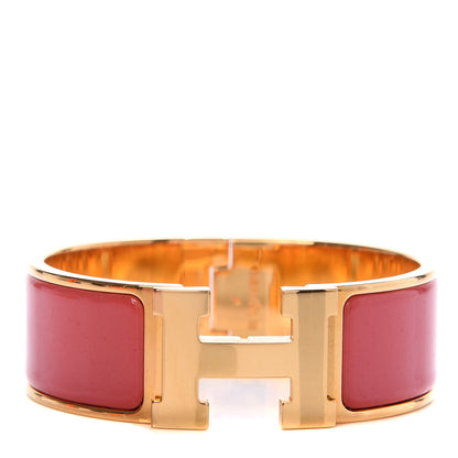 Hermes Enamel Wide Clic Clac H Bracelet PM Rouge Amarante 1 of 5