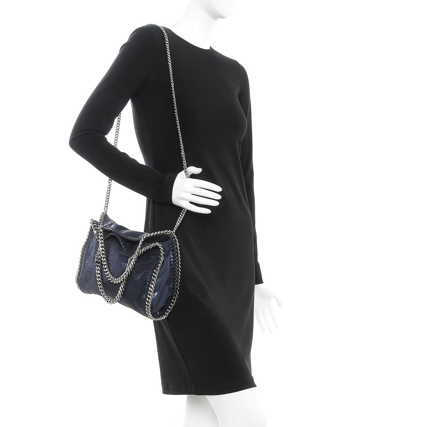 Shaggy Deer Mini Falabella Fold Over Tote Lapis Navy