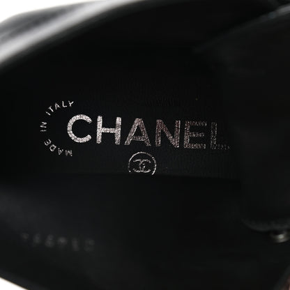 Chanel Iridescent Calfskin Patent Cap Toe Combat Boots 39 Black 6 of 9