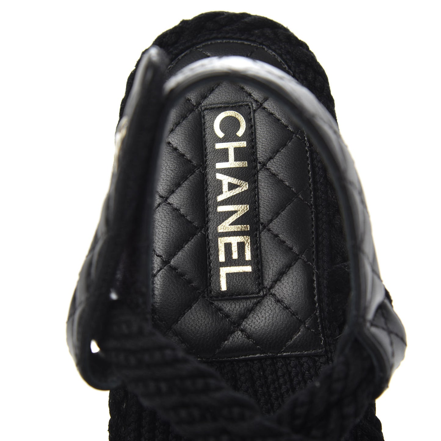 Cord Lambskin Quilted Logo Sandals 40 Black